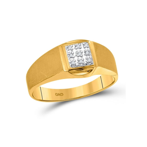 10kt Yellow Gold Mens Round Diamond Brushed Cluster Ring .03 Cttw