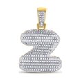 thumbnail image 1 of 10kt Yellow Gold Mens Round Diamond Bubble Z Letter Charm Pendant 3/4 Cttw, 1 of 1