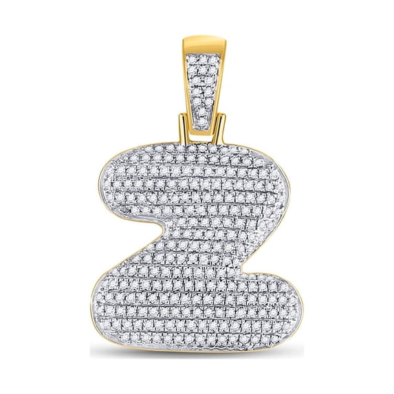10kt Yellow Gold Mens Round Diamond Bubble Z Letter Charm Pendant 3/4 Cttw