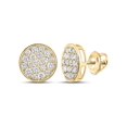 thumbnail image 1 of 10kt Yellow Gold Mens Round Diamond Button Cluster Earrings 1 Cttw, 1 of 1