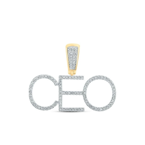 10kt Yellow Gold Mens Round Diamond CEO Charm Pendant 1/3 Cttw