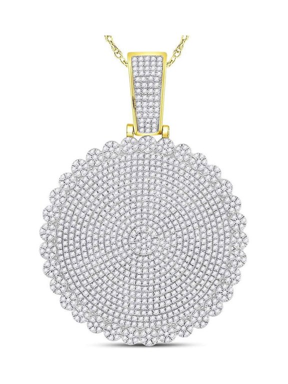 10kt Yellow Gold Mens Round Diamond Circle Cluster Charm Pendant 2-3/4 Cttw