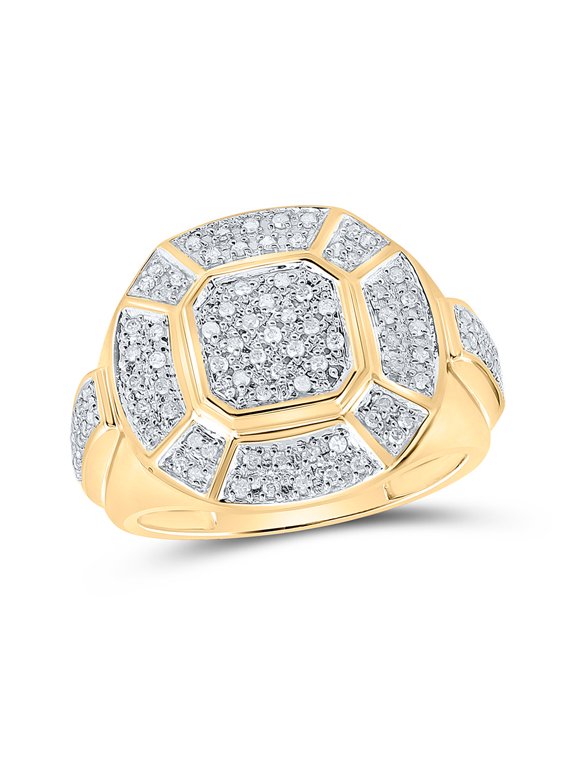 10kt Yellow Gold Mens Round Diamond Circle Cluster Ring 1/2 Cttw