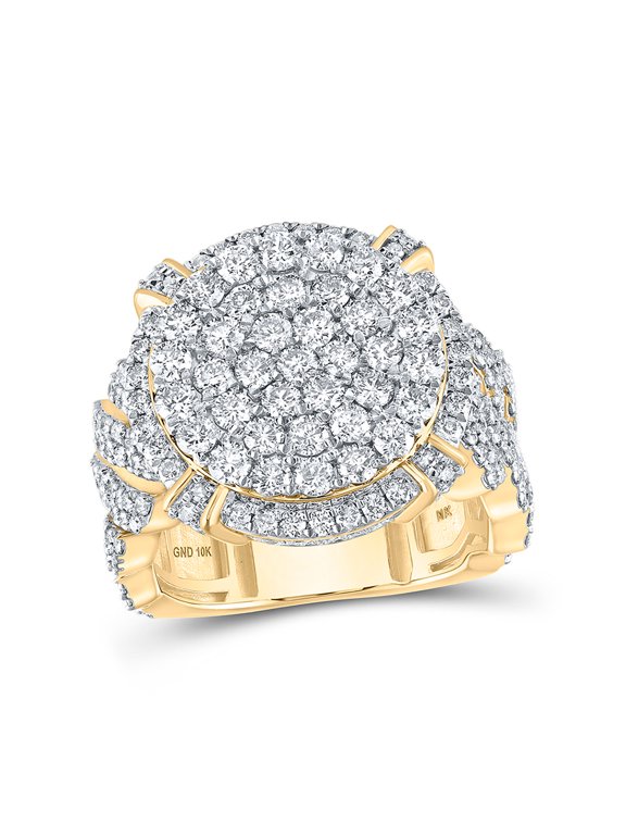 10kt Yellow Gold Mens Round Diamond Circle Cluster Ring 4-1/2 Cttw