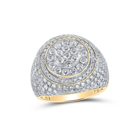 10kt Yellow Gold Mens Round Diamond Circle Cluster Ring 4-1/4 Cttw