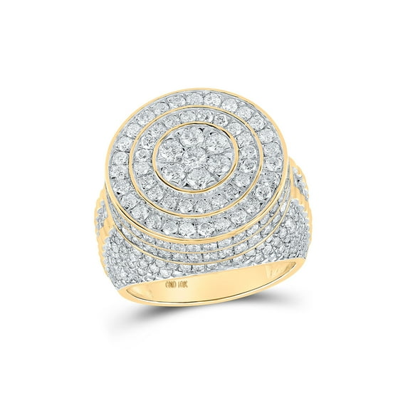 10kt Yellow Gold Mens Round Diamond Circle Cluster Ring 5 Cttw