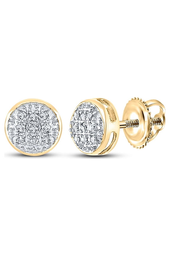 10kt Yellow Gold Mens Round Diamond Circle Earrings 1/20 Cttw
