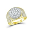 thumbnail image 1 of 10kt Yellow Gold Mens Round Diamond Circle Flower Cluster Ring 2 Cttw, 1 of 1