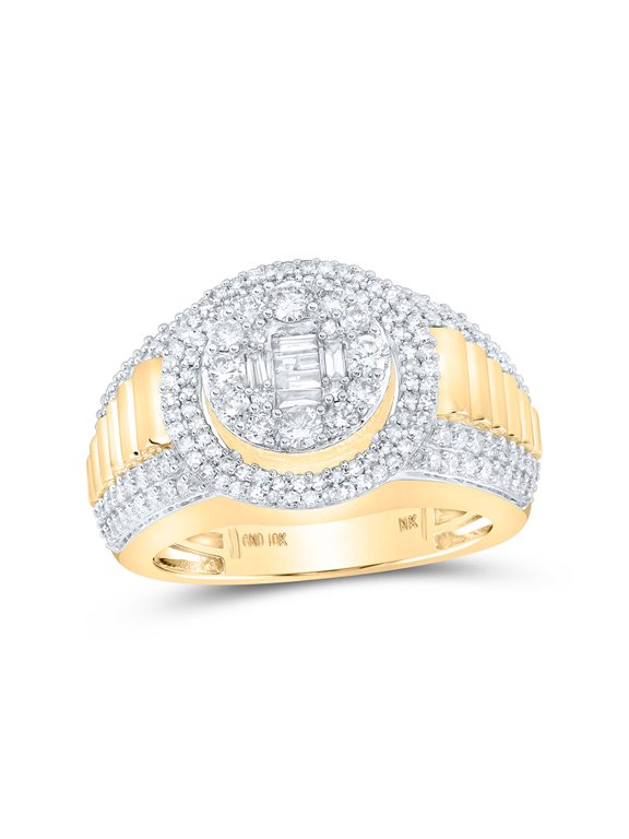 10kt Yellow Gold Mens Round Diamond Circle Ring 1-5/8 Cttw