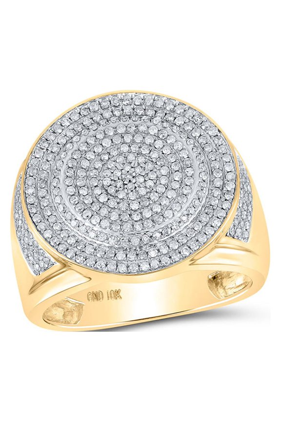 10kt Yellow Gold Mens Round Diamond Circle Ring 7/8 Cttw