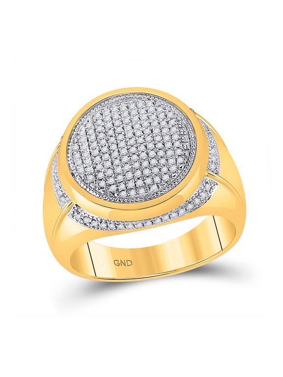 10kt Yellow Gold Mens Round Diamond Cluster Circle Ring 1/2 Cttw