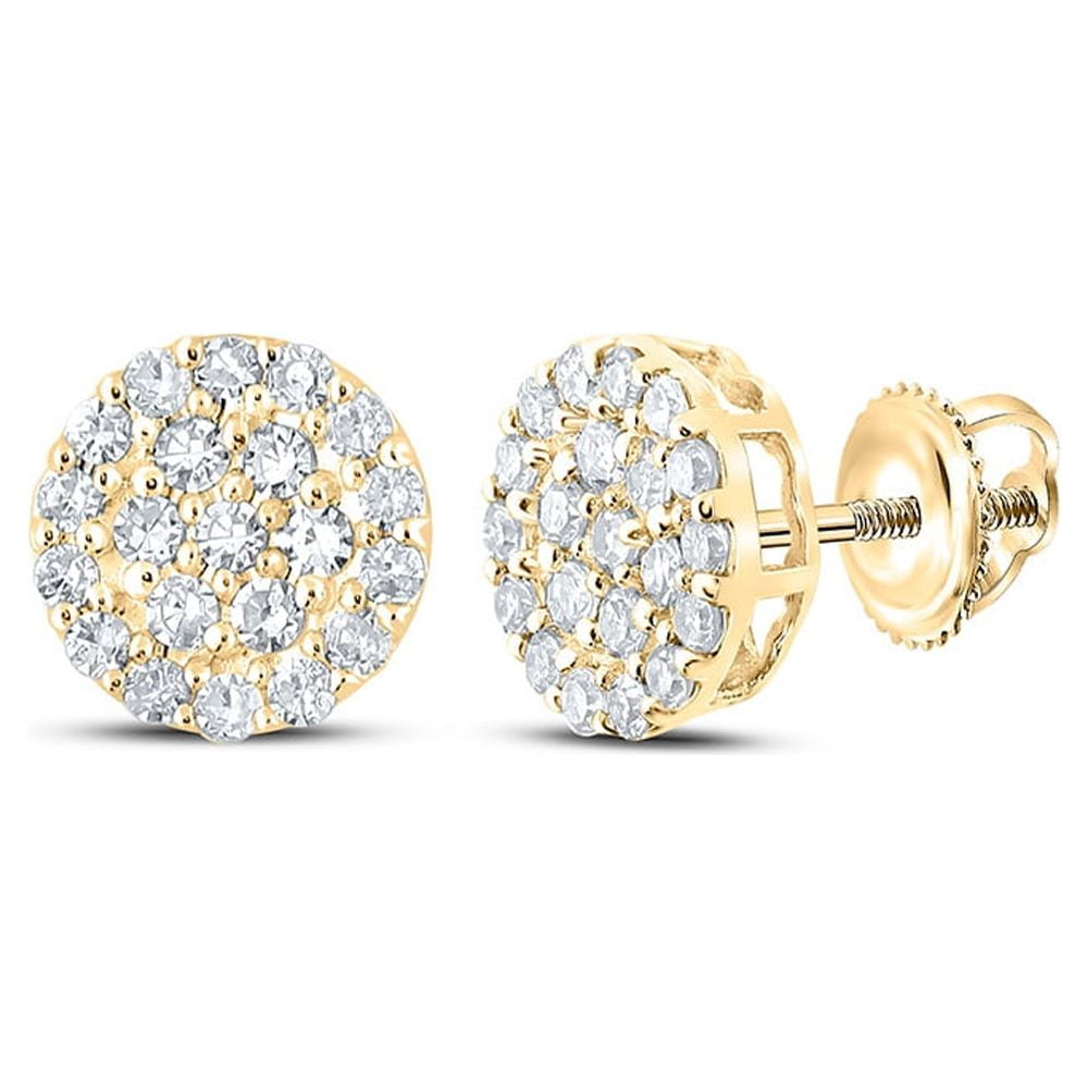 10kt Yellow Gold Mens Round Diamond Cluster Earrings 1/4 Cttw - Walmart.com