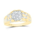thumbnail image 1 of 10kt Yellow Gold Mens Round Diamond Cluster Nugget Band Ring 1/20 Cttw, 1 of 1
