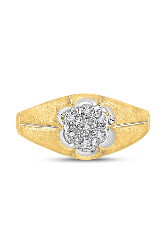 10kt Yellow Gold Mens Round Diamond Cluster Ring .02 Cttw