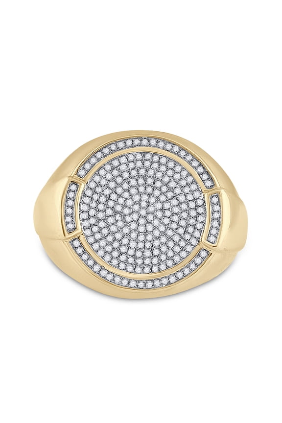 10kt Yellow Gold Mens Round Diamond Concentric Circle Cluster Ring 5/8 Cttw