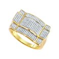 thumbnail image 1 of 10kt Yellow Gold Mens Round Diamond Contoured Rectangle Cluster Ring 1/2 Cttw, 1 of 1