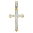 thumbnail image 1 of 10kt Yellow Gold Mens Round Diamond Cross Charm Pendant 1/4 Cttw, 1 of 1