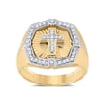 thumbnail image 1 of 10kt Yellow Gold Mens Round Diamond Cross Ring 1/4 Cttw, 1 of 4