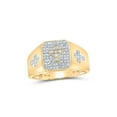 thumbnail image 1 of 10kt Yellow Gold Mens Round Diamond Cross Ring 3/8 Cttw, 1 of 1