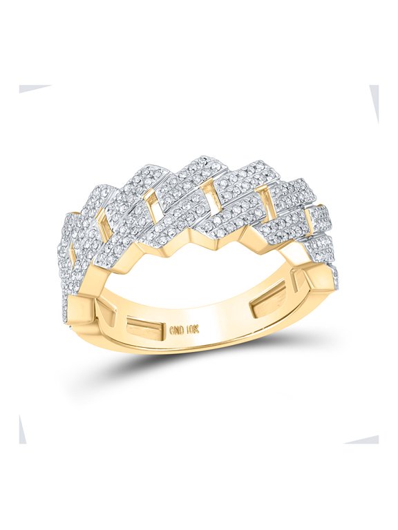 10kt Yellow Gold Mens Round Diamond Cuban Link Band Ring 3/4 Cttw