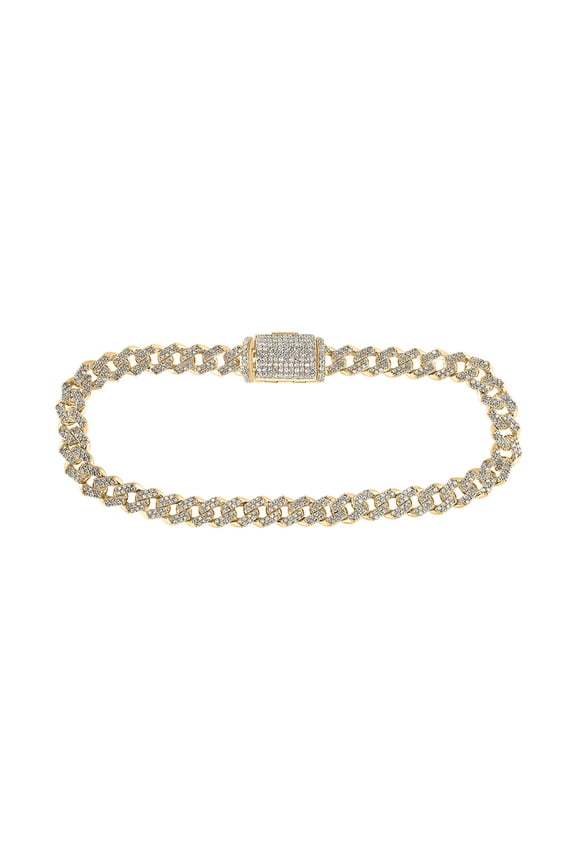 10kt Yellow Gold Mens Round Diamond Curb Link Link Bracelet 3 Cttw