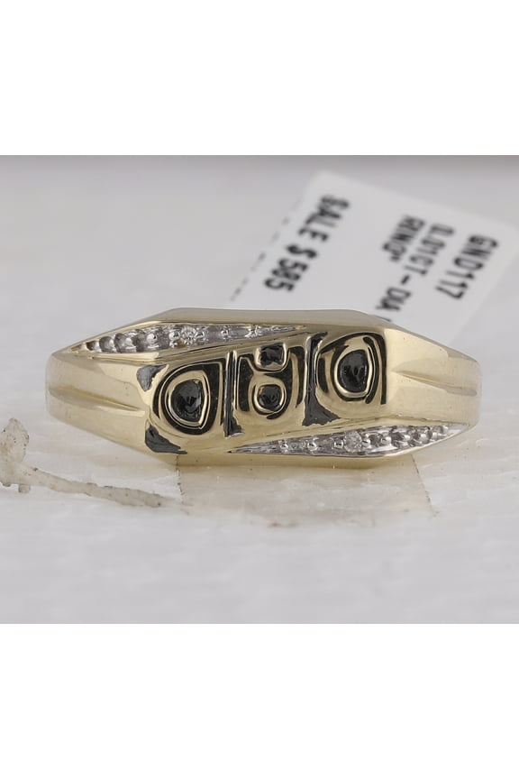 10kt Yellow Gold Mens Round Diamond Dad Father Band Ring .01 Cttw