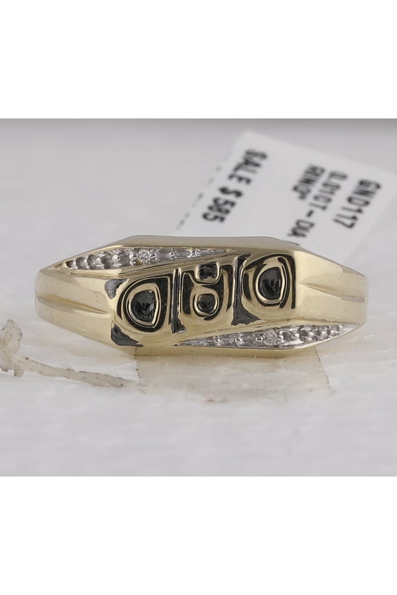 10kt Yellow Gold Mens Round Diamond Dad Father Band Ring .01 Cttw