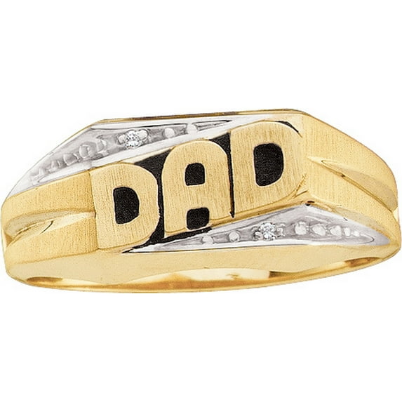 10kt Yellow Gold Mens Round Diamond Dad Father Band Ring .01 Cttw