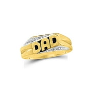 DIAMOND DEAL 10kt Yellow Gold Mens Round Diamond Dad Father Ring .01 Cttw