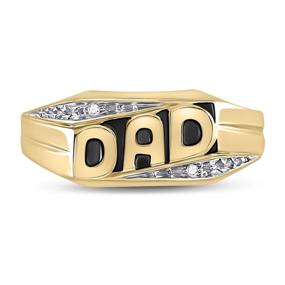 10kt Yellow Gold Mens Round Diamond Dad Father Ring .01 Cttw