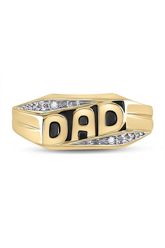 10kt Yellow Gold Mens Round Diamond Dad Father Ring .01 Cttw
