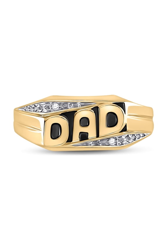 10kt Yellow Gold Mens Round Diamond Dad Father Ring .01 Cttw