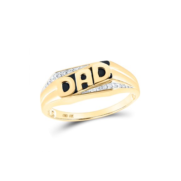 10kt Yellow Gold Mens Round Diamond Dad Father Ring .01 Cttw