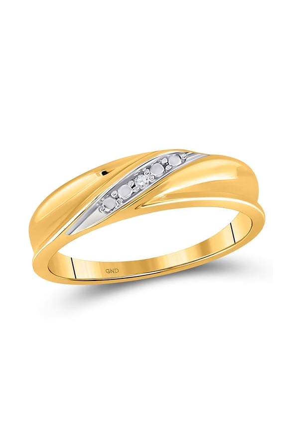 10kt Yellow Gold Mens Round Diamond Diagonal Row Band Ring .02 Cttw