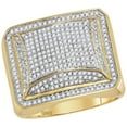 thumbnail image 1 of 10kt Yellow Gold Mens Round Diamond Domed Square Cluster Ring 1.00 Cttw, 1 of 1