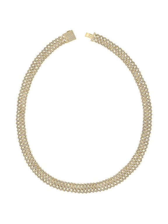 10kt Yellow Gold Mens Round Diamond Double Curb 22-inch Link Chain Necklace 12-3/4 Cttw