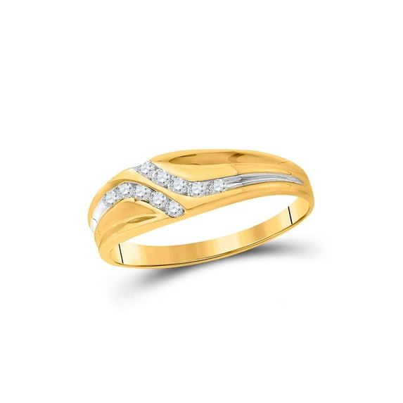 10kt Yellow Gold Mens Round Diamond Double Row Slender Wedding Band 1/8 Cttw