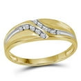 thumbnail image 1 of 10kt Yellow Gold Mens Round Diamond Double Row Slender Wedding Band 1/8 Cttw, 1 of 1