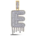 thumbnail image 1 of 10kt Yellow Gold Mens Round Diamond E Drip Letter Charm Pendant 3/4 Cttw, 1 of 1