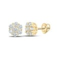 thumbnail image 1 of 10kt Yellow Gold Mens Round Diamond Flower Cluster Earrings 1/2 Cttw, 1 of 1