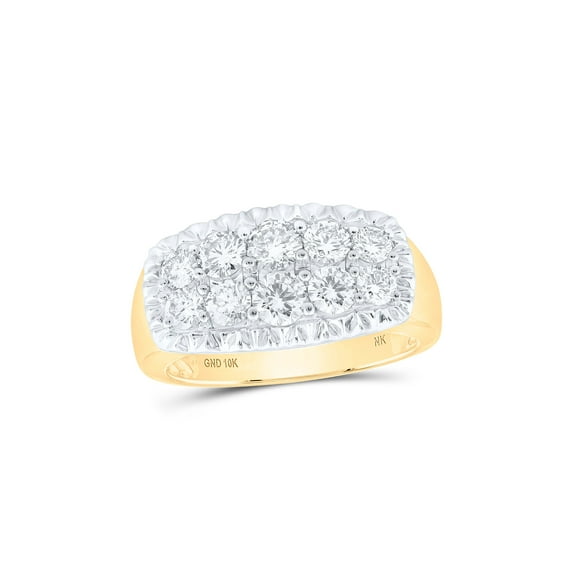10kt Yellow Gold Mens Round Diamond Fluted Band Ring 2 Cttw