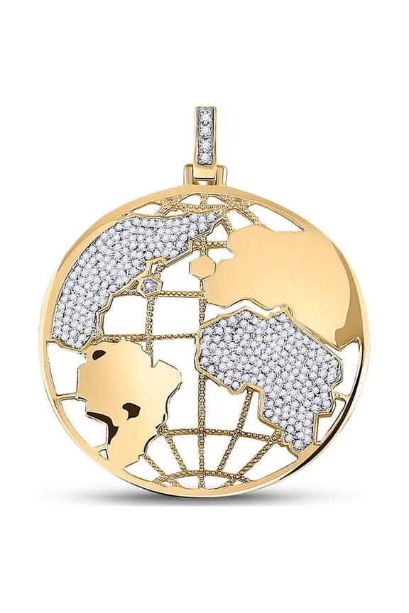 10kt Yellow Gold Mens Round Diamond Globe World Charm Pendant 5/8 Cttw