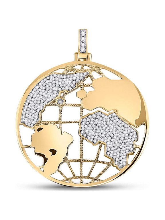 10kt Yellow Gold Mens Round Diamond Globe World Charm Pendant 5/8 Cttw