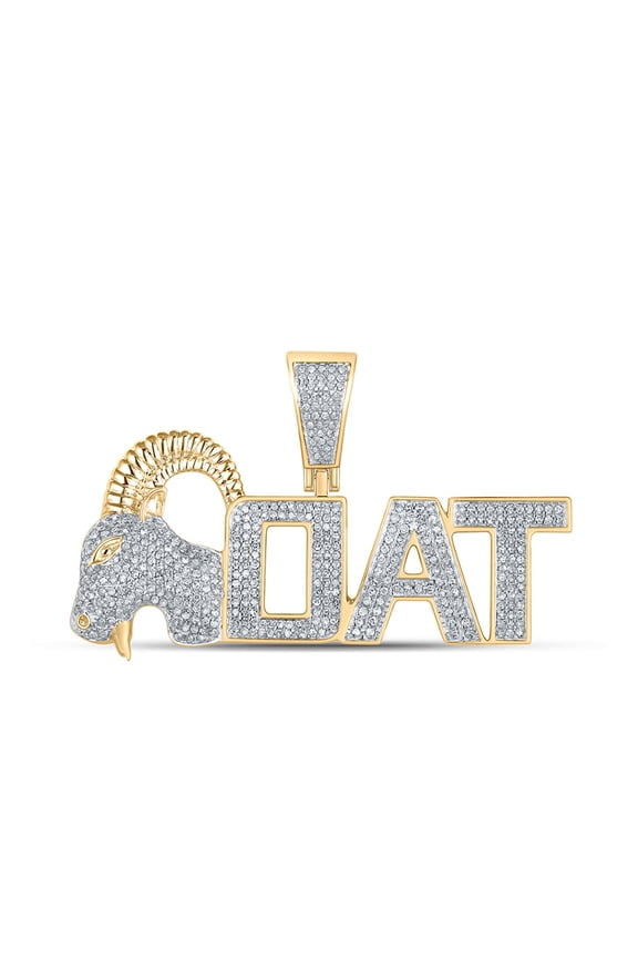 10kt Yellow Gold Mens Round Diamond Goat Letter Charm Pendant 1 Cttw