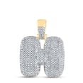 thumbnail image 1 of 10kt Yellow Gold Mens Round Diamond "H" Letter Charm Pendant 7/8 Cttw, 1 of 1