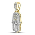thumbnail image 1 of 10kt Yellow Gold Mens Round Diamond Hamsa Charm Pendant 1/2 Cttw, 1 of 3