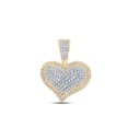 thumbnail image 1 of 10kt Yellow Gold Mens Round Diamond Heart Charm Pendant 1/2 Cttw, 1 of 2