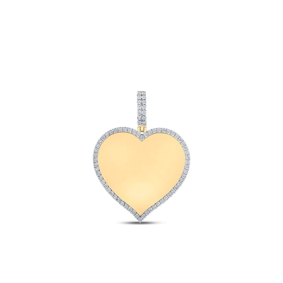 10kt Yellow Gold Mens Round Diamond Heart Memory Charm Pendant 1/5 Cttw