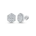 thumbnail image 1 of 10kt Yellow Gold Mens Round Diamond Hexagon Earrings 1/10 Cttw, 1 of 1