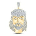 thumbnail image 1 of 10kt Yellow Gold Mens Round Diamond Jesus Charm Pendant 2-1/4 Cttw, 1 of 1